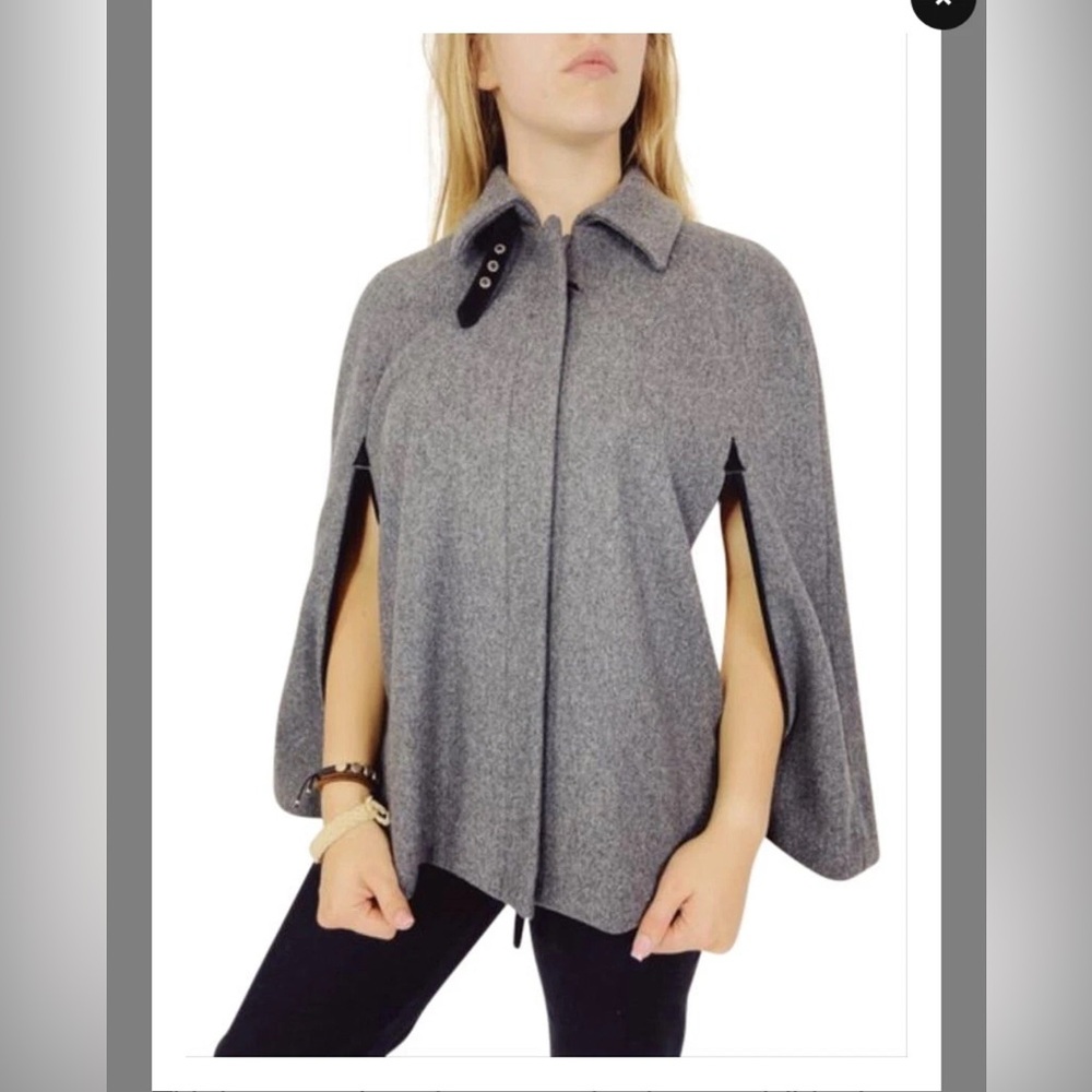 Theory Danijo Structured Poncho Cape Grey Small